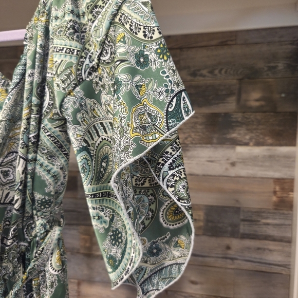 HYFVE Green Paisley Off-Shoulder Romper With Tie And Elastic Waist - Picture 6 of 8